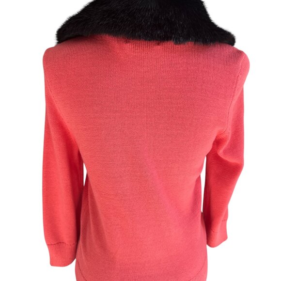 NIC+ZOE Small Orange Long Sleeve Button Cardigan Faux Fur Collar NWOT - Picture 5 of 6